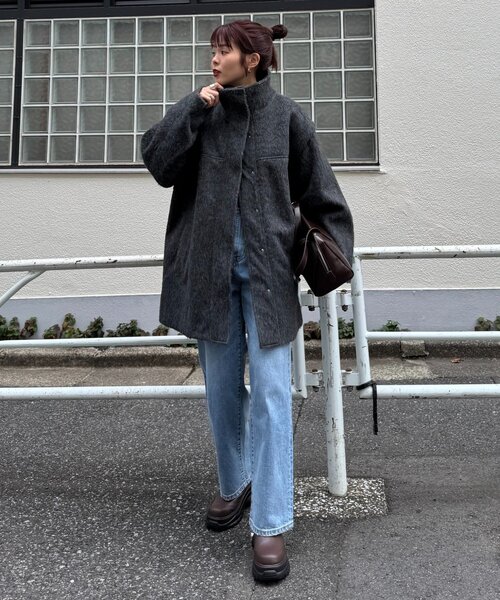 CIAOPANIC TYPY（チャオパニックティピー）の「【高見え&着映え】シャギー袖取り外しスタンドハーフコート（その他アウター・レディース・グレー/チャコールグレー/アイボリー・ONE SIZE）」の18枚目の写真