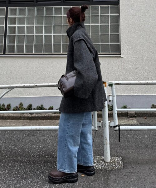 CIAOPANIC TYPY（チャオパニックティピー）の「【高見え&着映え】シャギー袖取り外しスタンドハーフコート（その他アウター・レディース・グレー/チャコールグレー/アイボリー・ONE SIZE）」の19枚目の写真