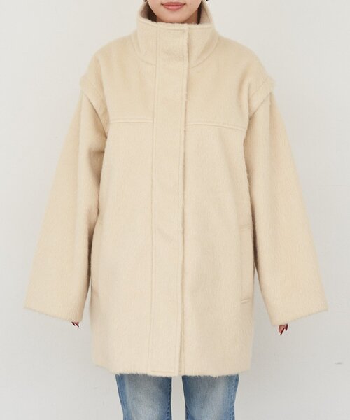 CIAOPANIC TYPY（チャオパニックティピー）の「【高見え&着映え】シャギー袖取り外しスタンドハーフコート（その他アウター・レディース・グレー/チャコールグレー/アイボリー・ONE SIZE）」の12枚目の写真