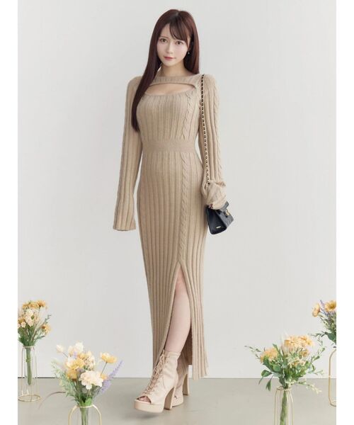 EATME（イートミー）の「デコルテニットワンピース（ワンピース・レディース・ベージュ/オフホワイト/ブラック・FREE）」の22枚目の写真