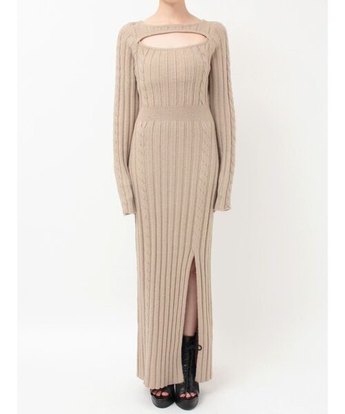 EATME（イートミー）の「デコルテニットワンピース（ワンピース・レディース・ベージュ/オフホワイト/ブラック・FREE）」の16枚目の写真