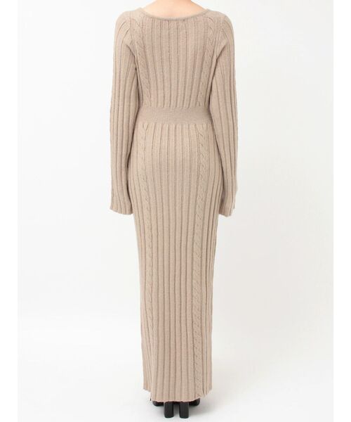 EATME（イートミー）の「デコルテニットワンピース（ワンピース・レディース・ベージュ/オフホワイト/ブラック・FREE）」の6枚目の写真