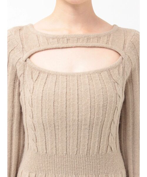 EATME（イートミー）の「デコルテニットワンピース（ワンピース・レディース・ベージュ/オフホワイト/ブラック・FREE）」の7枚目の写真