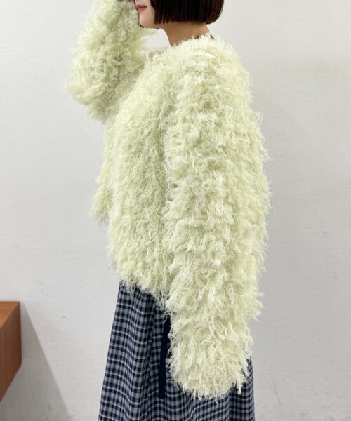 w closet(ダブルクローゼット)の「モシャモシャニットアウター(カーディガン/ボレロ・レディース・ピンク/グリーン・FREE)」の5枚目の写真