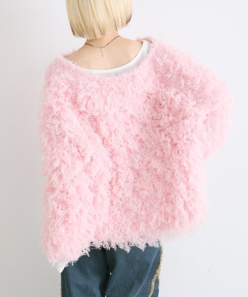 w closet(ダブルクローゼット)の「モシャモシャニットアウター(カーディガン/ボレロ・レディース・ピンク/グリーン・FREE)」の12枚目の写真
