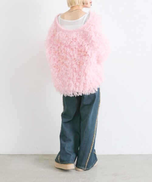 w closet(ダブルクローゼット)の「モシャモシャニットアウター(カーディガン/ボレロ・レディース・ピンク/グリーン・FREE)」の19枚目の写真