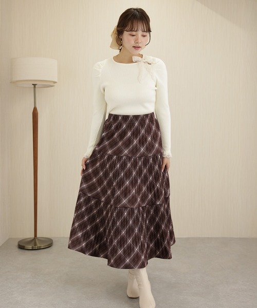 Lace Ladies(レースレディース)の「配 レース リボン付き リブ ニット プルオーバー(ニット/セーター・レディース・アイボリー/ブラック/ピンク・FREE)」の15枚目の写真