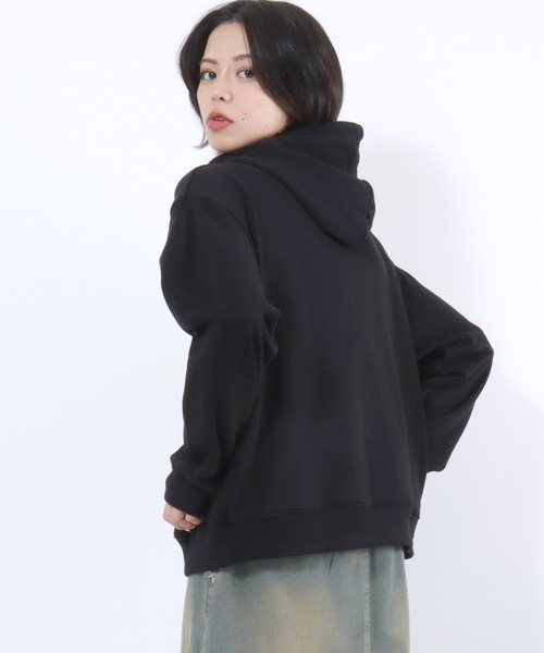 Salong hameu(サロン ハミュー)の「チェックロゴパッチワーク スウェットプルオーバーパーカー メンズ レディース ユニセックス(パーカー・レディース・ブラック/グレー/ネイビー・M/L)」の7枚目の写真