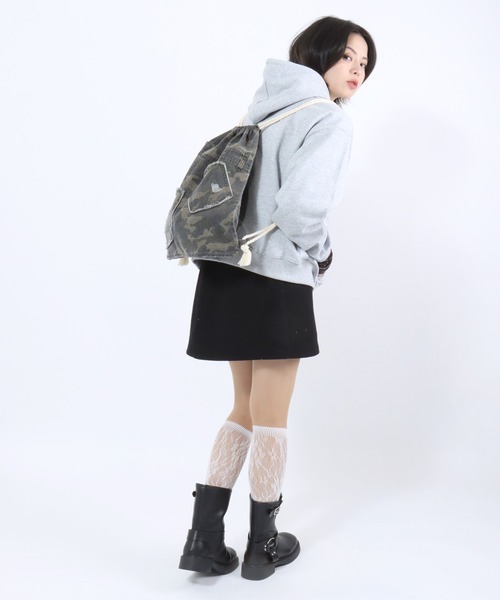Salong hameu(サロン ハミュー)の「チェックロゴパッチワーク スウェットプルオーバーパーカー メンズ レディース ユニセックス(パーカー・レディース・ブラック/グレー/ネイビー・M/L)」の16枚目の写真