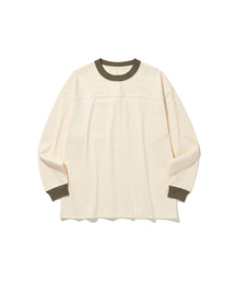 HISHANDER（ヒズハンダー）の「ROUND PATCH LONG SLEEVE T-SHIRTS [Ecru / Olive]（Tシャツ/カットソー）」