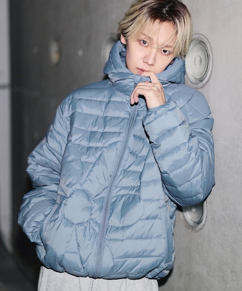 MSG（エムエスジー）の「【フィルパワー600】機能性 中綿キルティング フードパフジャケット（ダウンジャケット/コート・メンズ・ブルー/ブラック/ライム/チャコール・S/M/L/XL）」の4枚目の写真