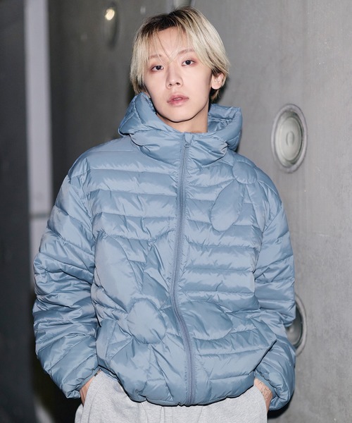 MSG（エムエスジー）の「【フィルパワー600】機能性 中綿キルティング フードパフジャケット（ダウンジャケット/コート・メンズ・ブルー/ブラック/ライム/チャコール・S/M/L/XL）」の7枚目の写真