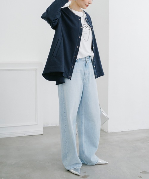 Emma Taylor（エマテイラー）の「ライトダンボールフレアヘムノーカラージャケット（ノーカラージャケット・レディース・ブラック/ライトベージュ/ネイビー・FREE）」の18枚目の写真