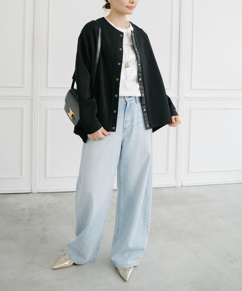 Emma Taylor（エマテイラー）の「ライトダンボールフレアヘムノーカラージャケット（ノーカラージャケット・レディース・ブラック/ライトベージュ/ネイビー・FREE）」の8枚目の写真