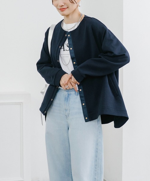 Emma Taylor（エマテイラー）の「ライトダンボールフレアヘムノーカラージャケット（ノーカラージャケット・レディース・ブラック/ライトベージュ/ネイビー・FREE）」の19枚目の写真