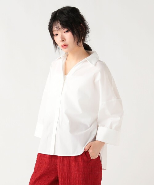 BEAMS HEART(ビームスハート)の「スキッパー ワイドスリーブ シャツ(シャツ/ブラウス・レディース・ブラウン/ブラック/オフホワイト・FREE)」の2枚目の写真