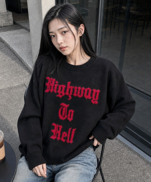 IDWS(アイドンワナセル)の「Hellride Crewneck Knit Black(ニット/セーター・レディース・その他・1/2)」の1枚目の写真