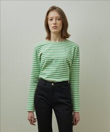 ラフストライプTシャツ_GREEN