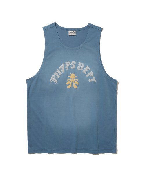 PHYSICAL DEPARTMENT（フィジカル デパートメント）の「[クールコットン] ランニングクラススリーブレス_ヴィンテージブルー（Tシャツ/カットソー・レディース・その他・MEDIUM/LARGE）」の2枚目の写真