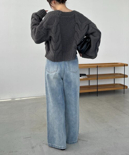 CAPRICIEUX LE'MAGE（カプリシューレマージュ）の「BIGケーブルカーディガン（カーディガン/ボレロ・レディース・ピンク/ベージュ/オフホワイト/グレー・FREE）」の20枚目の写真