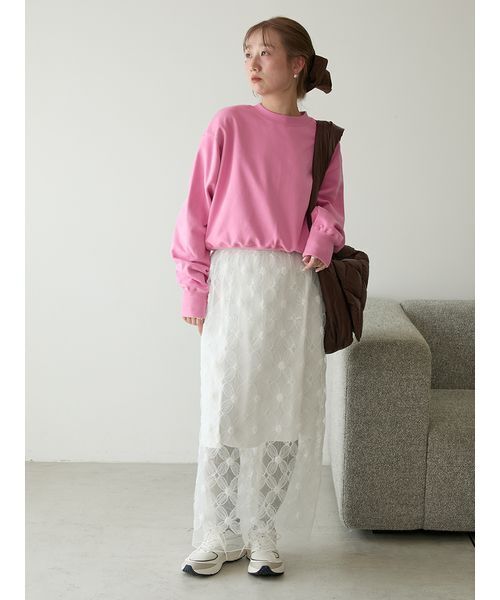 emmi（エミ）の「エンブロイダリーemmiロゴスウェット（スウェット・レディース・イエロー/ホワイト/ピンク・F）」の7枚目の写真