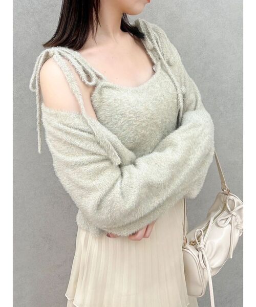 dazzlin（ダズリン）の「ミニシャギーラメニットキャミ（ニット/セーター・レディース・グレー/ベージュ/ピンク/レッド・FREE）」の3枚目の写真