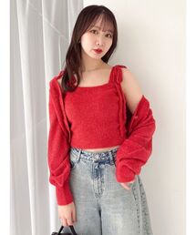 ミニシャギーラメニットキャミ