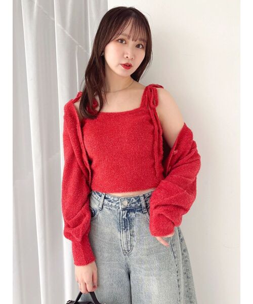 dazzlin（ダズリン）の「ミニシャギーラメニットキャミ（ニット/セーター・レディース・グレー/ベージュ/ピンク/レッド・FREE）」の10枚目の写真