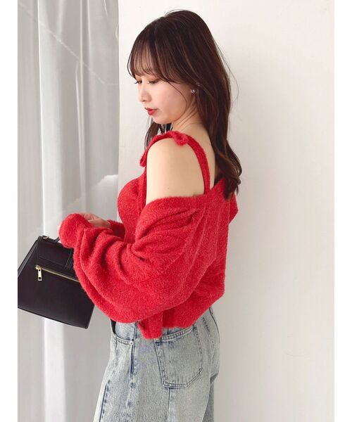 dazzlin（ダズリン）の「ミニシャギーラメニットキャミ（ニット/セーター・レディース・グレー/ベージュ/ピンク/レッド・FREE）」の11枚目の写真