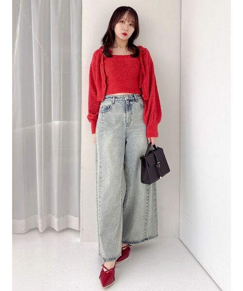 dazzlin（ダズリン）の「ミニシャギーラメニットキャミ（ニット/セーター・レディース・グレー/ベージュ/ピンク/レッド・FREE）」の13枚目の写真