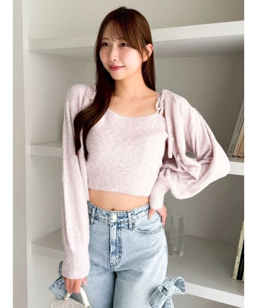 dazzlin（ダズリン）の「ミニシャギーラメニットキャミ（ニット/セーター・レディース・グレー/ベージュ/ピンク/レッド・FREE）」の14枚目の写真