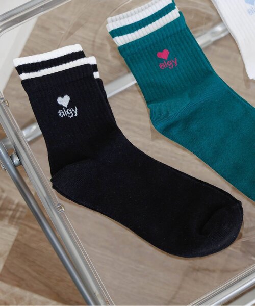 algy(アルジー)の「【抗菌防臭】レイヤード風クルーソックス1(ソックス/靴下・キッズ・ブラック/オフホワイト・21/24)」の2枚目の写真
