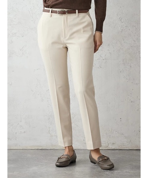 Perfect Suit FActory（パーフェクトスーツファクトリー）の「＜あたたか裏起毛＞テーパードパンツ　無地/ストライプ/千鳥柄　ブラック　チャコールグレー　ベージュ　ネイビー　ブラック×ホワイト（その他パンツ・レディース・ネイビー/ベージュ/ブラック×ホワイト/チャコールグレー/ブラック・L/M/S）」の5枚目の写真