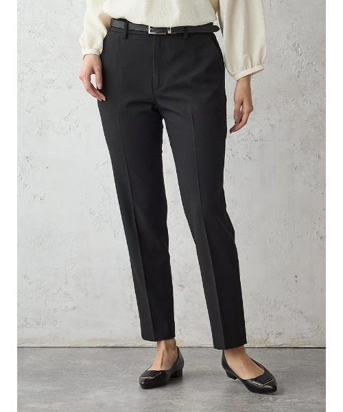 Perfect Suit FActory（パーフェクトスーツファクトリー）の「＜あたたか裏起毛＞テーパードパンツ　無地/ストライプ/千鳥柄　ブラック　チャコールグレー　ベージュ　ネイビー　ブラック×ホワイト（その他パンツ・レディース・ネイビー/ベージュ/ブラック×ホワイト/チャコールグレー/ブラック・L/M/S）」の2枚目の写真