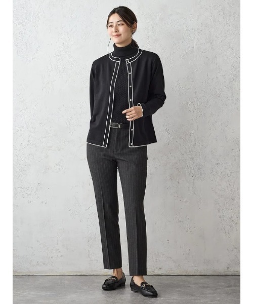 Perfect Suit FActory（パーフェクトスーツファクトリー）の「＜あたたか裏起毛＞テーパードパンツ　無地/ストライプ/千鳥柄　ブラック　チャコールグレー　ベージュ　ネイビー　ブラック×ホワイト（その他パンツ・レディース・ネイビー/ベージュ/ブラック×ホワイト/チャコールグレー/ブラック・L/M/S）」の16枚目の写真