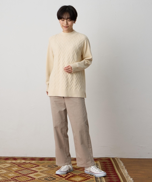 DECOY SINCE 1981(デコイシンスイチキュウハチイチ)の「ヘリンボーンニットプルオーバー【洗える】(ニット/セーター・レディース・アイボリー/ネイビー・M/L/LL)」の8枚目の写真