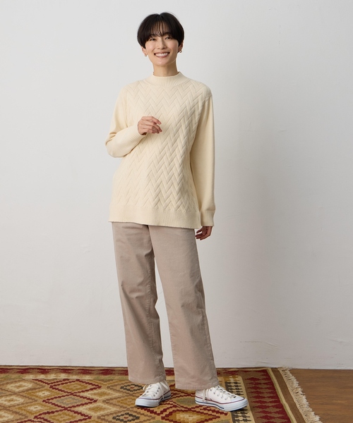 DECOY SINCE 1981(デコイシンスイチキュウハチイチ)の「ヘリンボーンニットプルオーバー【洗える】(ニット/セーター・レディース・アイボリー/ネイビー・M/L/LL)」の9枚目の写真