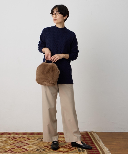 DECOY SINCE 1981(デコイシンスイチキュウハチイチ)の「ヘリンボーンニットプルオーバー【洗える】(ニット/セーター・レディース・アイボリー/ネイビー・M/L/LL)」の12枚目の写真