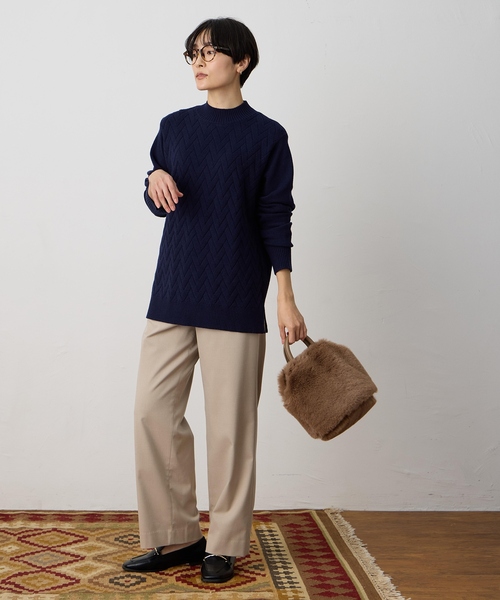 DECOY SINCE 1981(デコイシンスイチキュウハチイチ)の「ヘリンボーンニットプルオーバー【洗える】(ニット/セーター・レディース・アイボリー/ネイビー・M/L/LL)」の13枚目の写真