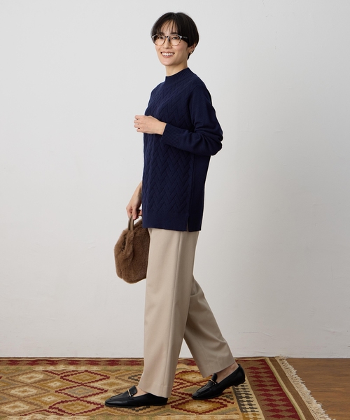 DECOY SINCE 1981(デコイシンスイチキュウハチイチ)の「ヘリンボーンニットプルオーバー【洗える】(ニット/セーター・レディース・アイボリー/ネイビー・M/L/LL)」の14枚目の写真