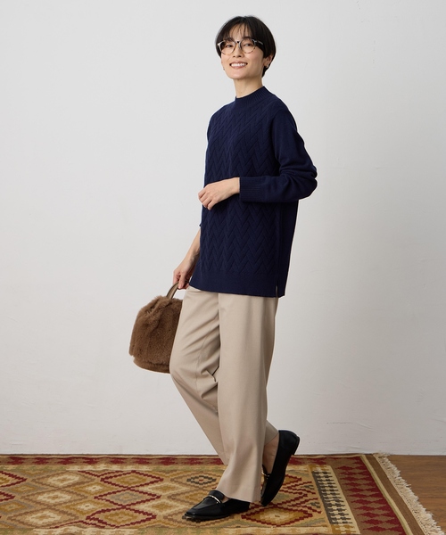 DECOY SINCE 1981(デコイシンスイチキュウハチイチ)の「ヘリンボーンニットプルオーバー【洗える】(ニット/セーター・レディース・アイボリー/ネイビー・M/L/LL)」の15枚目の写真