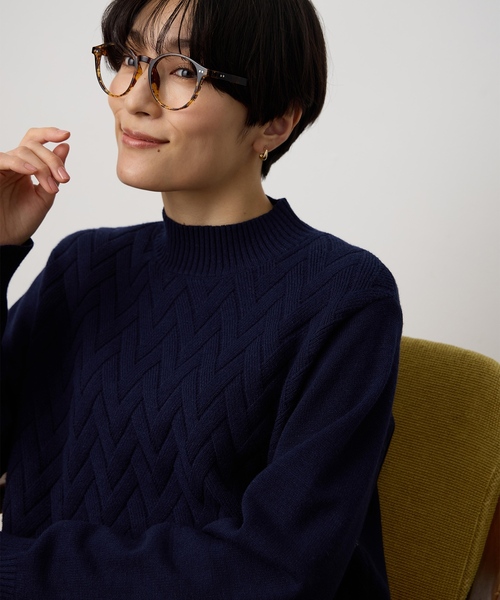 DECOY SINCE 1981(デコイシンスイチキュウハチイチ)の「ヘリンボーンニットプルオーバー【洗える】(ニット/セーター・レディース・アイボリー/ネイビー・M/L/LL)」の21枚目の写真