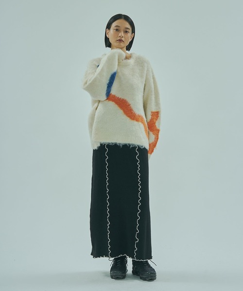 ROSE BUD（ローズバッド）の「ART MOOD KNIT（ニット/セーター・レディース・オフホワイト/ネイビー・ONE SIZE）」の10枚目の写真