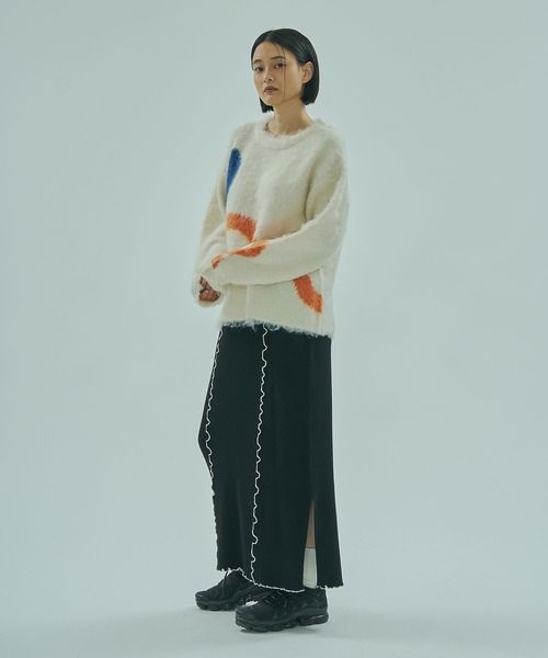ROSE BUD（ローズバッド）の「ART MOOD KNIT（ニット/セーター・レディース・オフホワイト/ネイビー・ONE SIZE）」の11枚目の写真