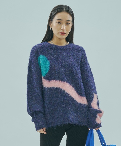 ROSE BUD（ローズバッド）の「ART MOOD KNIT（ニット/セーター・レディース・オフホワイト/ネイビー・ONE SIZE）」の15枚目の写真