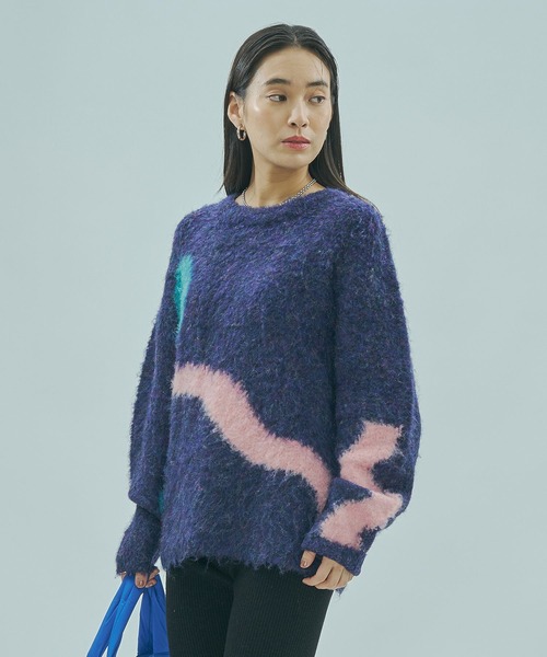 ROSE BUD（ローズバッド）の「ART MOOD KNIT（ニット/セーター・レディース・オフホワイト/ネイビー・ONE SIZE）」の16枚目の写真