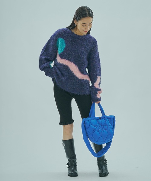 ROSE BUD（ローズバッド）の「ART MOOD KNIT（ニット/セーター・レディース・オフホワイト/ネイビー・ONE SIZE）」の18枚目の写真