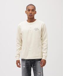 《直営店限定》HONEYCOMB HENLEY NECK L/S T-SHIRT / ハニカム ヘンリーネック 長袖Tシャツ / AVIREX / アヴィレックス