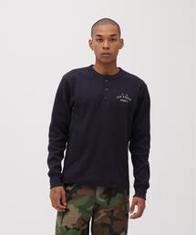 《直営店限定》HONEYCOMB HENLEY NECK L/S T-SHIRT / ハニカム ヘンリーネック 長袖Tシャツ / AVIREX / アヴィレックス