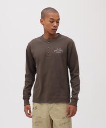 《直営店限定》HONEYCOMB HENLEY NECK L/S T-SHIRT / ハニカム ヘンリーネック 長袖Tシャツ / AVIREX / アヴィレックス